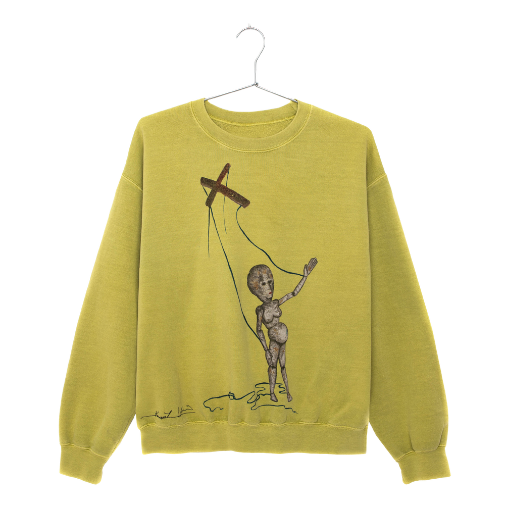 Painted Puppet Acid Green Crewneck Kurt Cobain