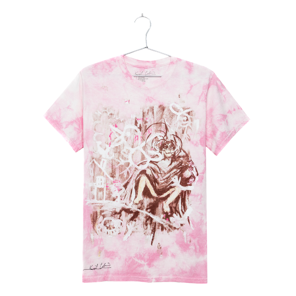 Grey Painting on Pink Tee